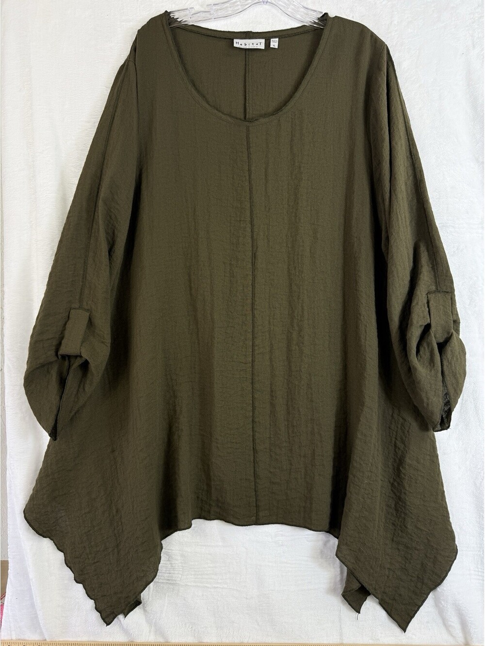 Habitat Clothes To Live In XL Top Green Artsy Art To Wear Lagenlook Womens